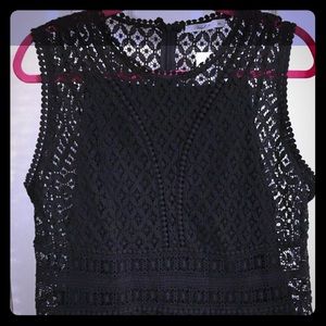 Hazel Gavina Black Crochet Detail Blouse